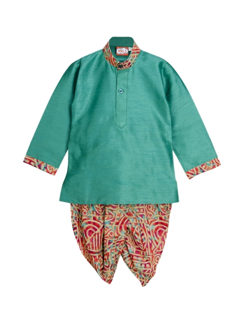 

KID1 Boys Green & Pink Solid Kurta with Dhoti Pants