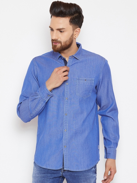 

Canary London Men Blue Smart Slim Fit Solid Denim Casual Shirt