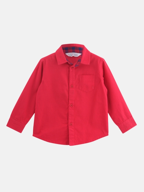 

Beebay Boys Red Regular Fit Solid Casual Shirt