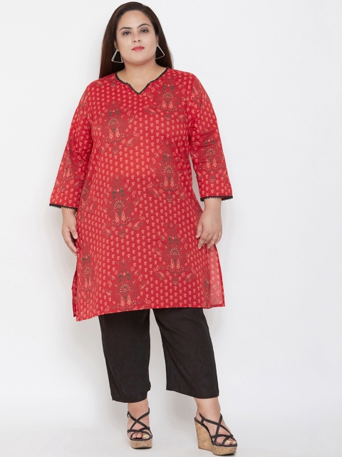 

NuBella Plus Size Women Red Printed Straight Kurta