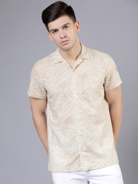 

LOCOMOTIVE Men Beige Slim Fit Printed Casual Shirt