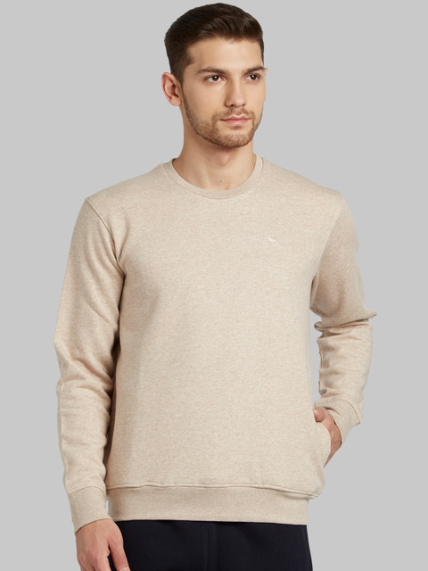 

Parx Men Beige Solid Sweatshirt