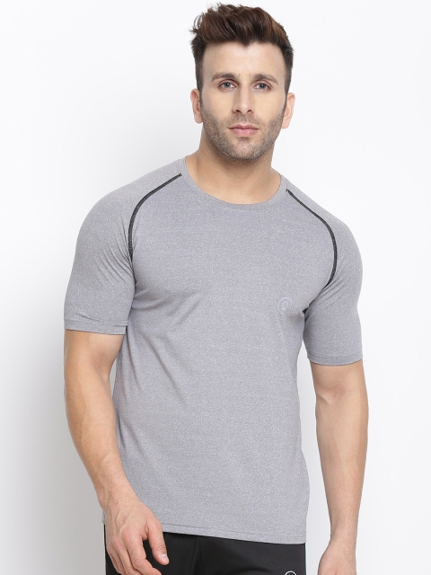 

Chkokko Men Grey Solid Round Neck Dry Fit Streachable Training T-shirt