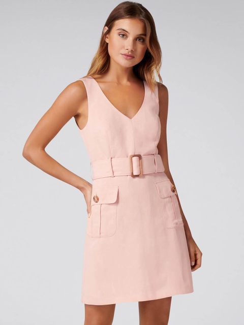 

Forever New Women Pink Solid Sheath Dress