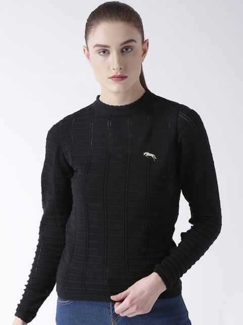 

JUMP USA Women Black Self Design Sweater