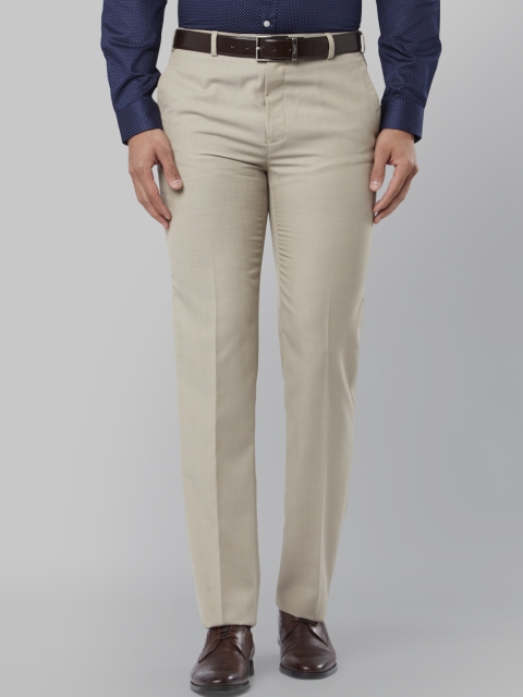 

Raymond Men Beige Regular Fit Self Design Formal Trousers