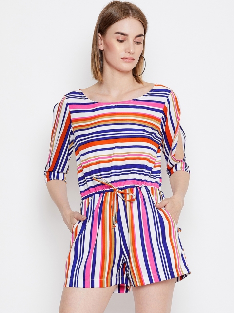 

PURYS Women Multicoloured Striped Playsuit, Multi