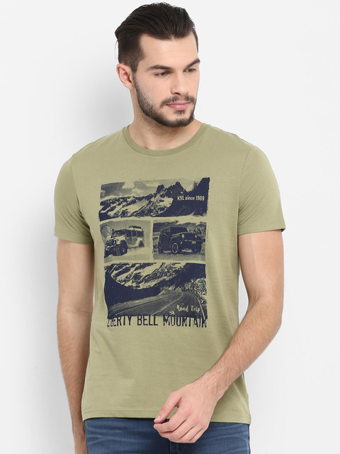 

KVL Men Green Printed Round Neck T-shirt