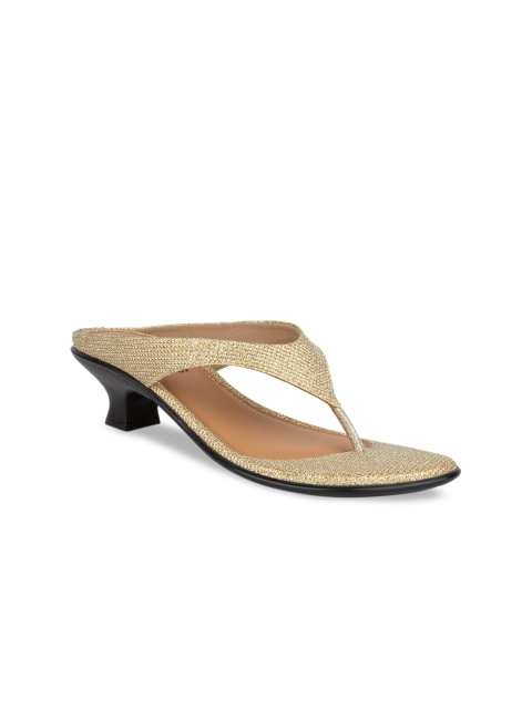 

SOLES Women Gold-Toned Textured Heels