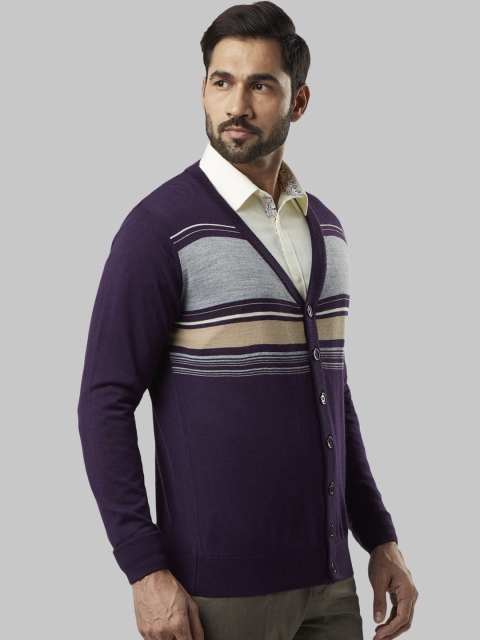 

Raymond Men Purple & Grey Colourblocked Sweater