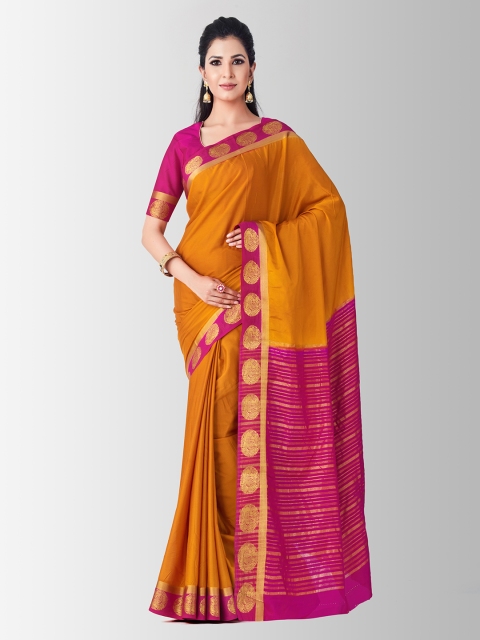 

MIMOSA Rust & Pink Poly Crepe Woven Design Kanjeevaram Saree