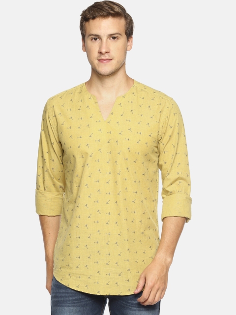 

Bene Kleed Men Mustard Yellow Printed Straight Kurta