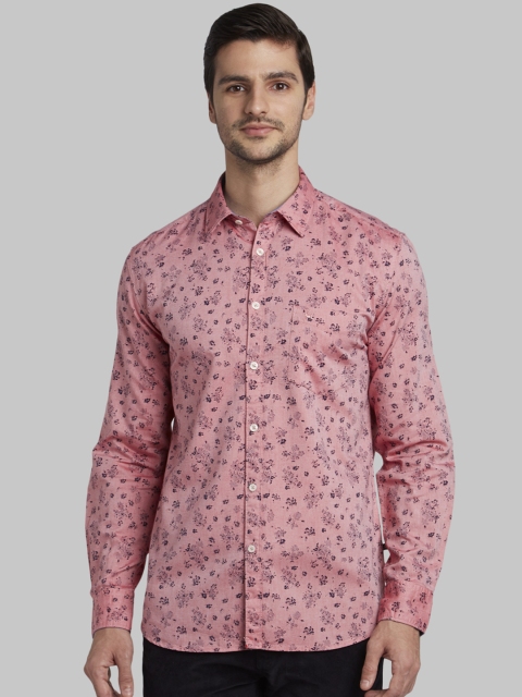 

Parx Men Coral Red Regular Fit Printed Casual Shirt