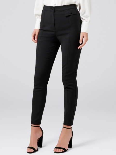 

Forever New Women Black Skinny Fit Solid Regular Trousers
