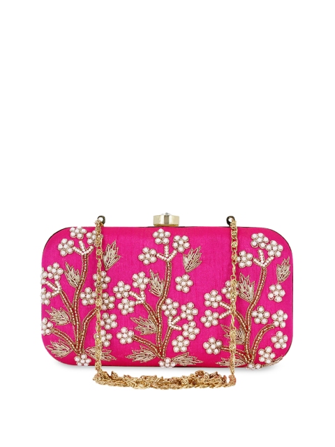 

Anekaant Pink Embellished Box Clutch