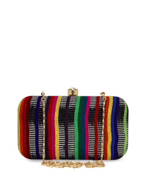

Anekaant Multicoloured Striped Clutch, Multi