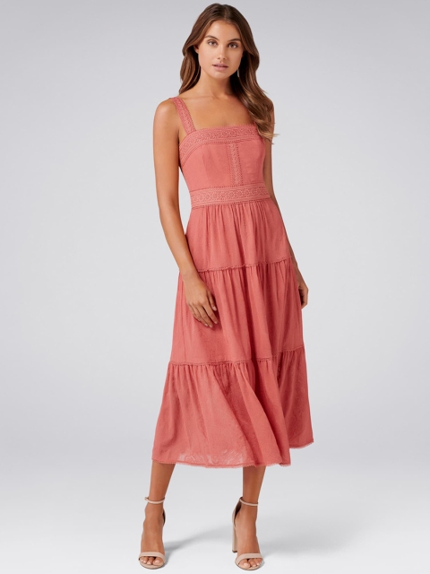 

Forever New Women Pink Self Design Fit and Flare Dress