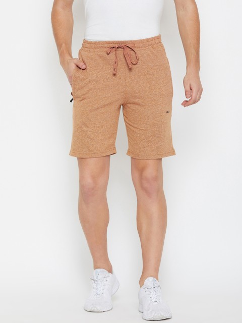 

Okane Men Khaki Solid Slim Fit Sports Shorts