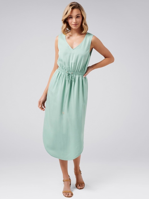 

Forever New Women Green Solid Empire Dress
