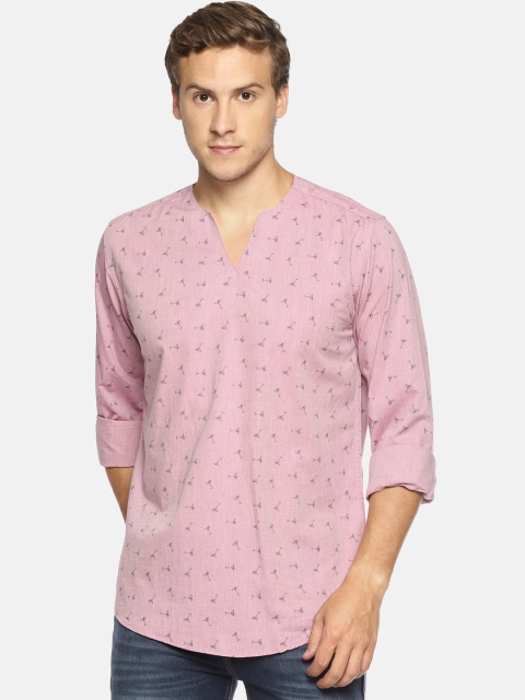 

Bene Kleed Men Pink Printed Straight Kurta