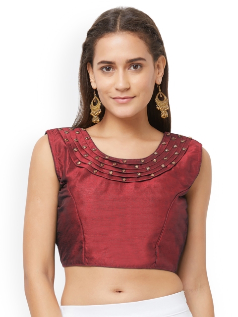 

Mirchi Fashion Women Red Embellished Ready to Wear Saree Blouse