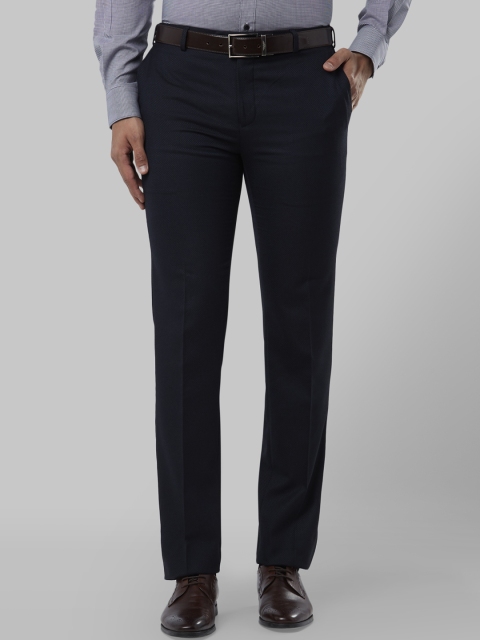 

Raymond Men Blue Slim Fit Solid Formal Trousers