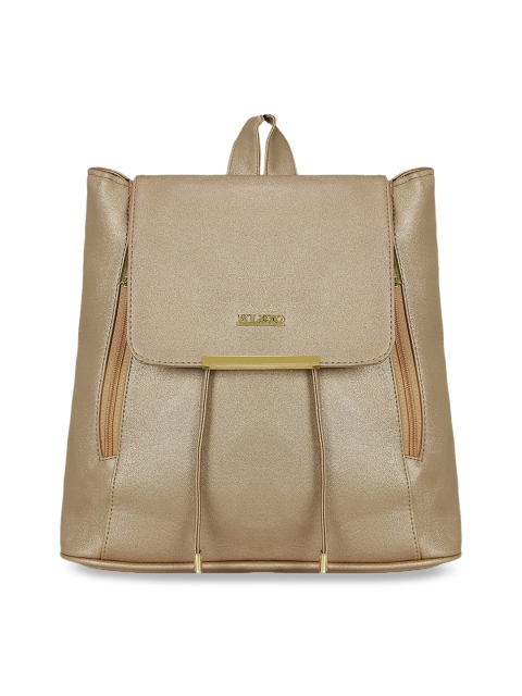 

KLEIO Women Gold-Toned Solid Leather Backpack