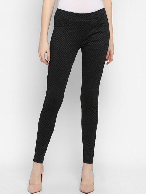 

FOSH Women Black Checked Jeggings