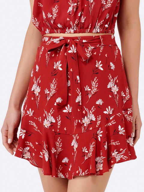 Forever New Women Red Printed Flared Skirt