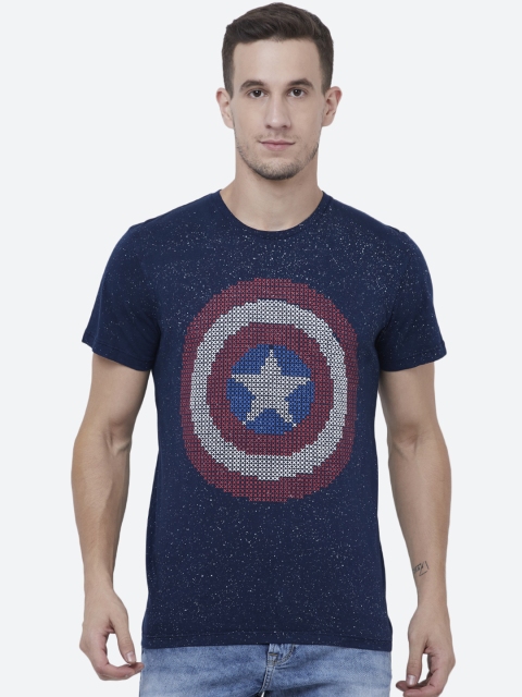 

Free Authority Men Blue Captain America Printed T-shirt