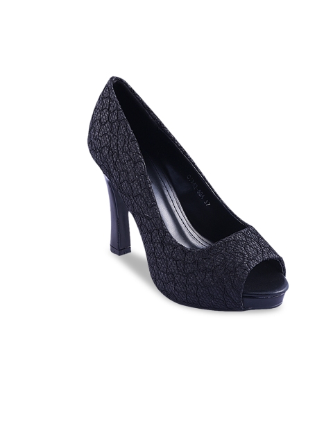 

URBANE Women Black Woven Design Peep Toes