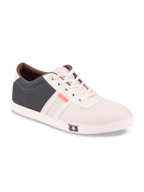 

FAUSTO Men White & Grey Colorblocked Sneakers