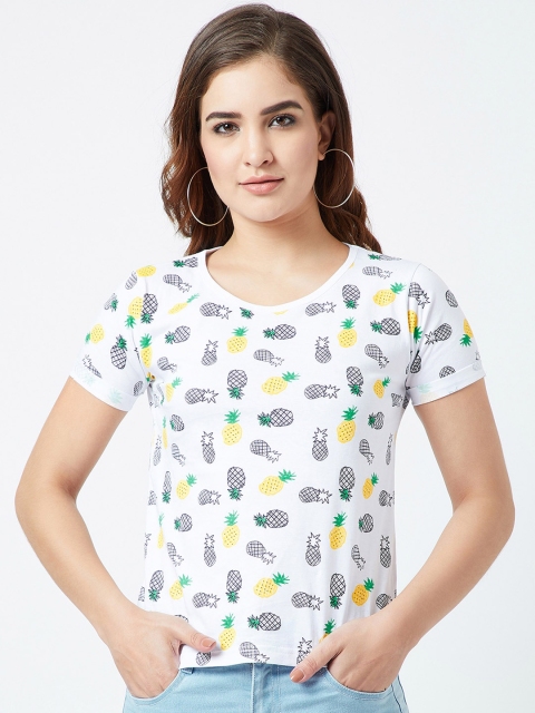 

The Dry State Women White Printed Round Neck T-shirt