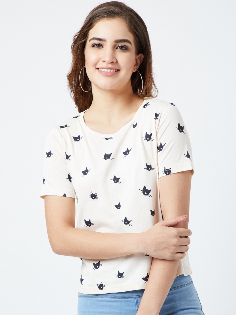 

The Dry State Women White Printed Round Neck T-shirt