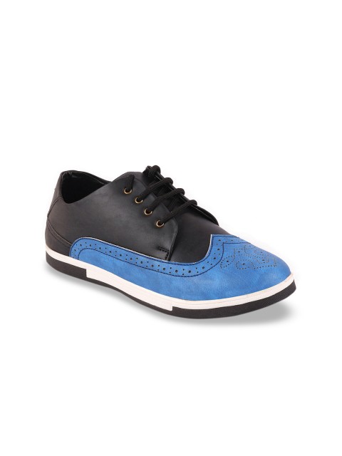 

FAUSTO Men Black & Blue Colourblocked Brogues