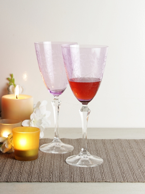 

Bohemia Crystal Set of 6 Eliezabeth Purple+Pantograph Wine Glasses 350ml, Assorted