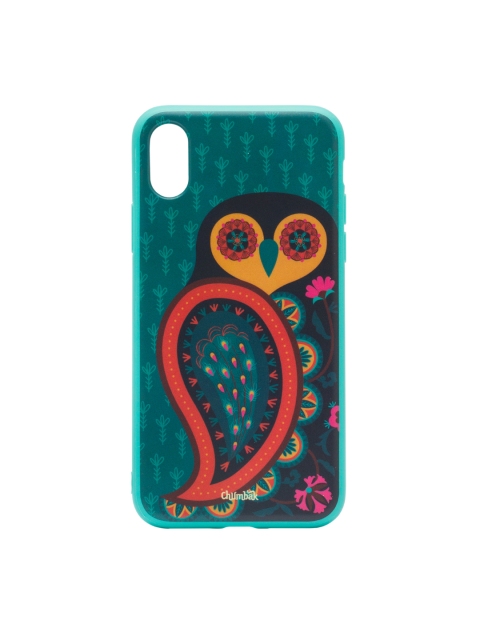 

Chumbak Unisex Teal Blue Paisley Floral Owl Printed iPhone X Case