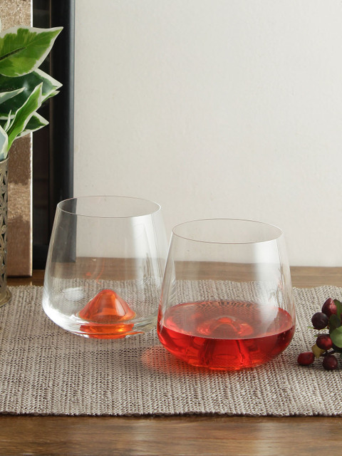 

Bohemia Crystal Set Of 6 Transparent & Orange Whiskey Glasses