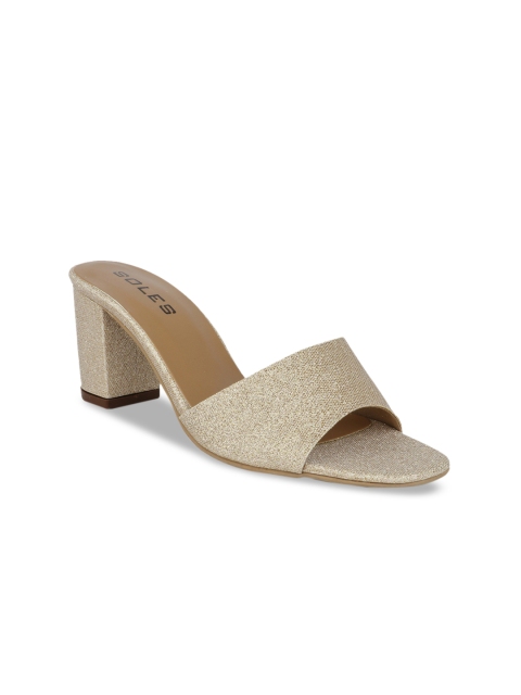 

SOLES Women Gold-Toned Solid Heels