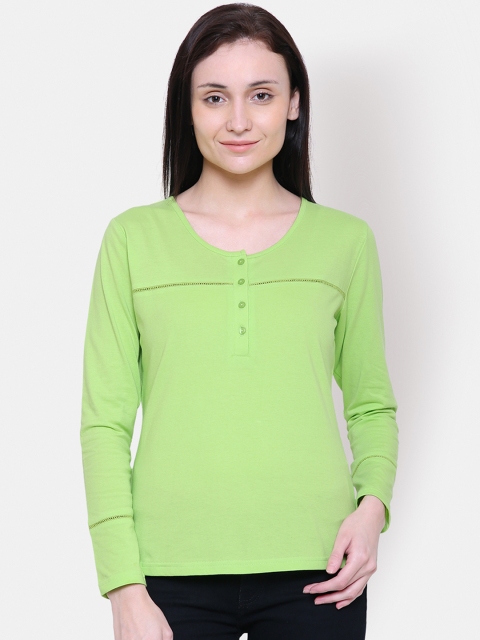 

Yaadleen Women Lime Green Solid Pure Cotton Top