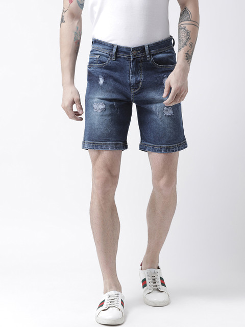 

FEVER Men Blue Solid Slim Fit Denim Shorts