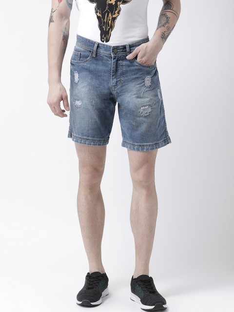 

FEVER Men Blue Solid Slim Fit Denim Shorts