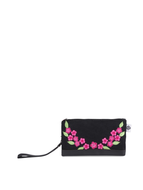 

Pick Pocket Black Embroidered Clutch