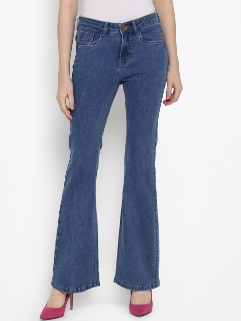 

FOSH Women Navy Blue Bootcut Mid-Rise Clean Look Jeans