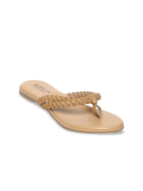 

Monrow Women Tan Brown Solid Open Toe Flats