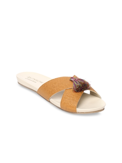 

Monrow Women Tan Brown Printed Open Toe Flats