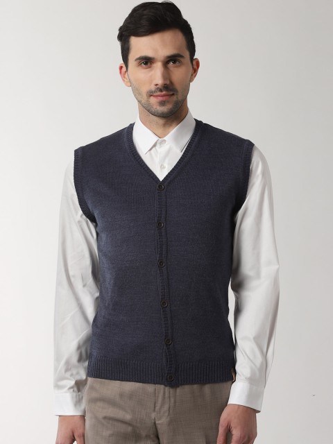 

Peter England Casuals Men Navy Blue Solid Sweater
