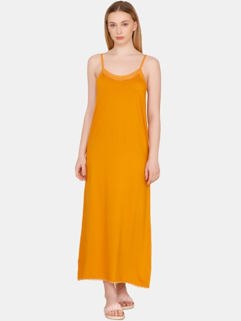

Zivame Mustard Yellow Solid Nightdress ZI6828FASHBGLDN