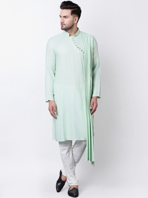 

I Know Men Sea Green Solid Straight Kurta