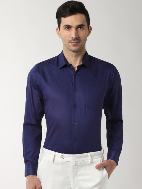 

Peter England Men Blue & Orange Regular Fit Printed Formal Shirt